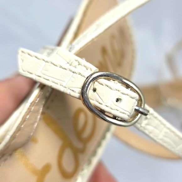 Sam Edelman Dara Croc Embossed Print Sandals Ivory Size 9.5 - Picture 12 of 16